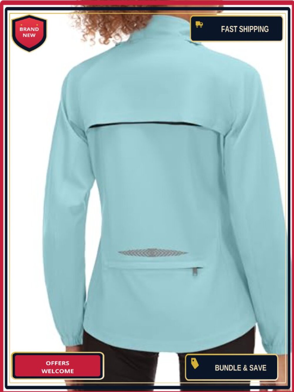 Packable Women's Cycling Rain Jacket with Removable Sleeves